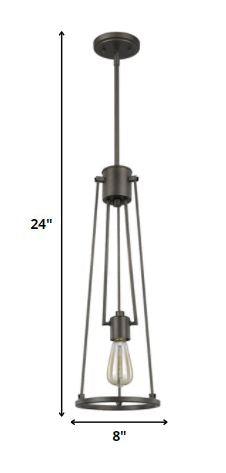 Jade 1-Light Oil-Rubbed Bronze Pendant With Vertical Structural Frames - AFS