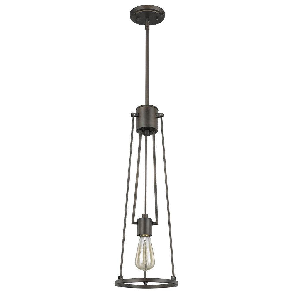 Jade 1-Light Oil-Rubbed Bronze Pendant With Vertical Structural Frames - AFS