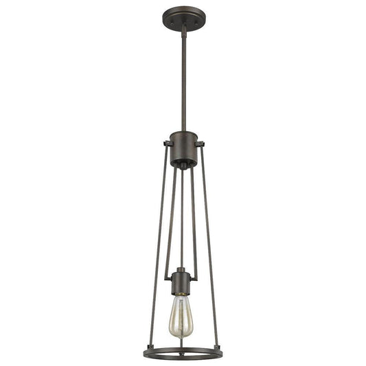 Jade 1-Light Oil-Rubbed Bronze Pendant With Vertical Structural Frames - AFS