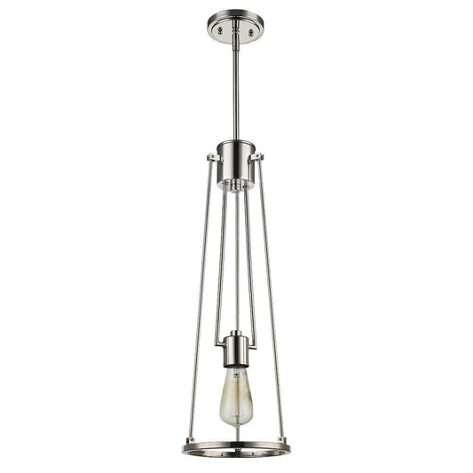 Jade 1-Light Polished Nickel Pendant With Vertical Structural Frames - AFS