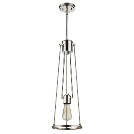 Jade 1-Light Polished Nickel Pendant With Vertical Structural Frames - AFS