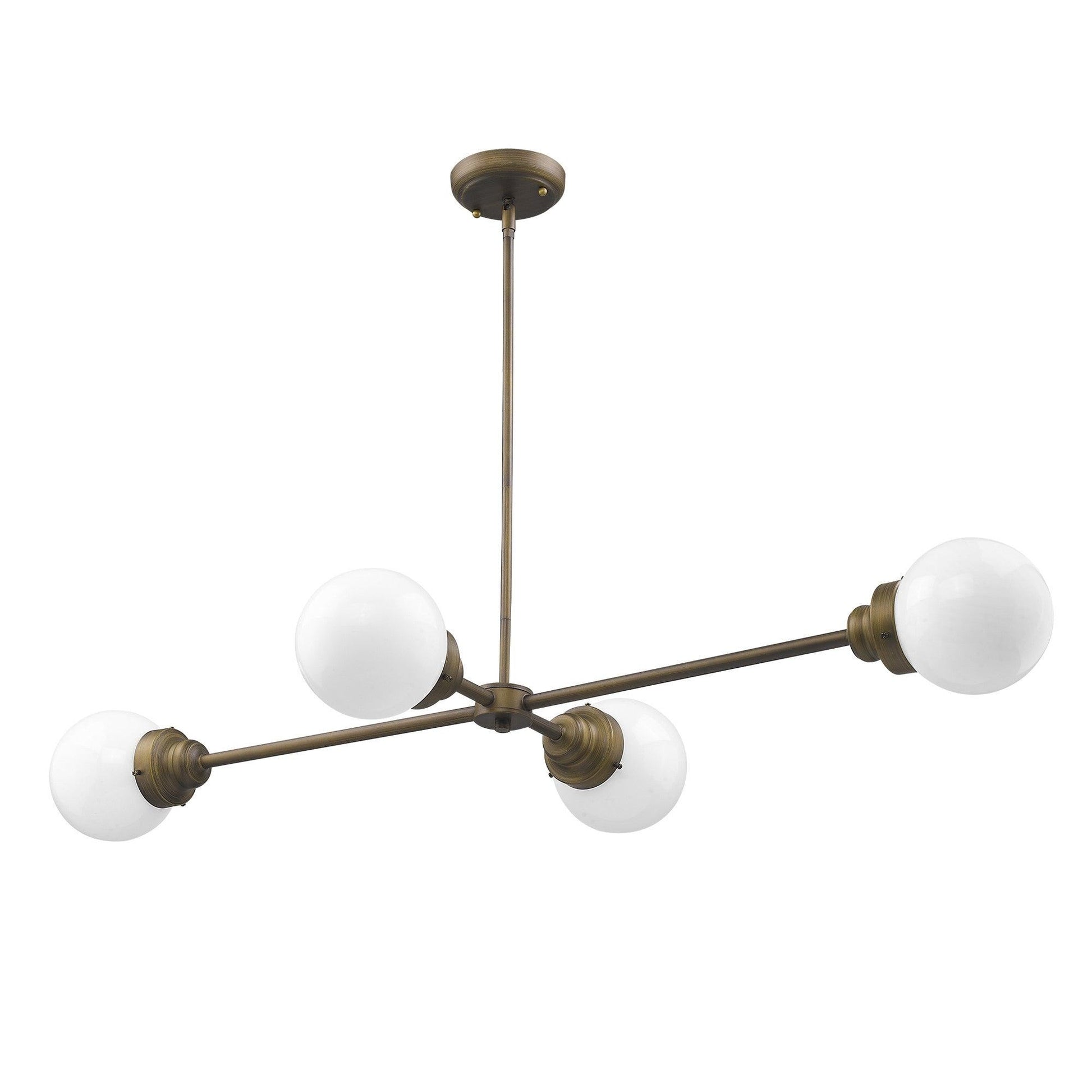 Portsmith 4-Light Raw Brass Island Pendant With White Globe Shades - AFS