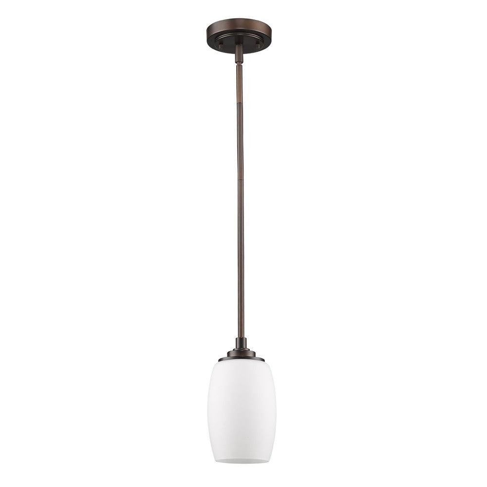 Bronze Hanging Light with Frosted Glass Shade - AFS