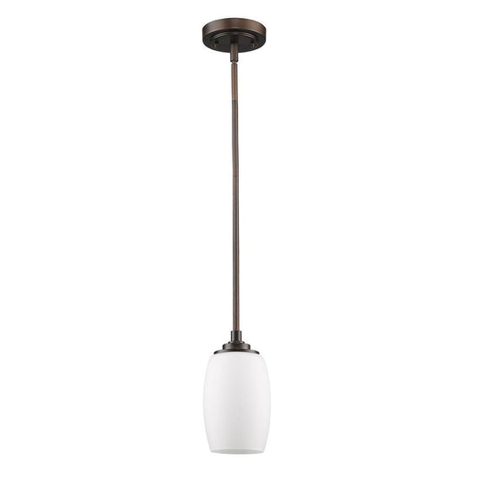 Bronze Hanging Light with Frosted Glass Shade - AFS