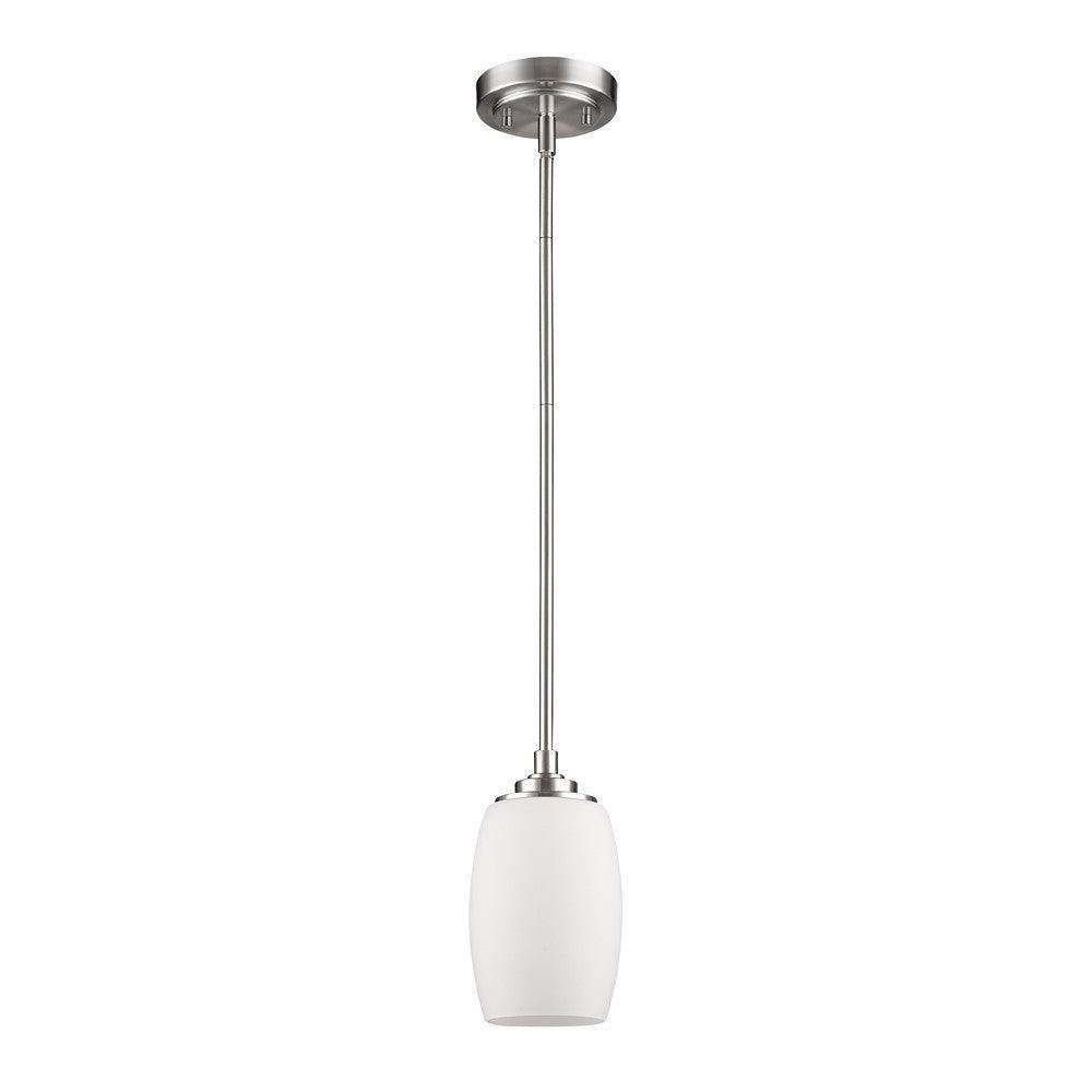 Silver Hanging Light with Frosted Glass Shade - AFS