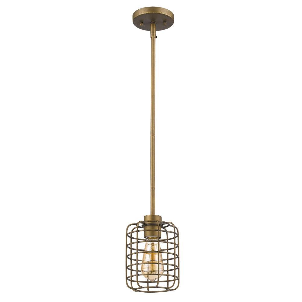 Brushed Gold Metal Cage Hanging Light - AFS