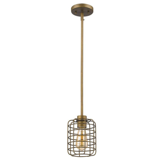 Brushed Gold Metal Cage Hanging Light - AFS