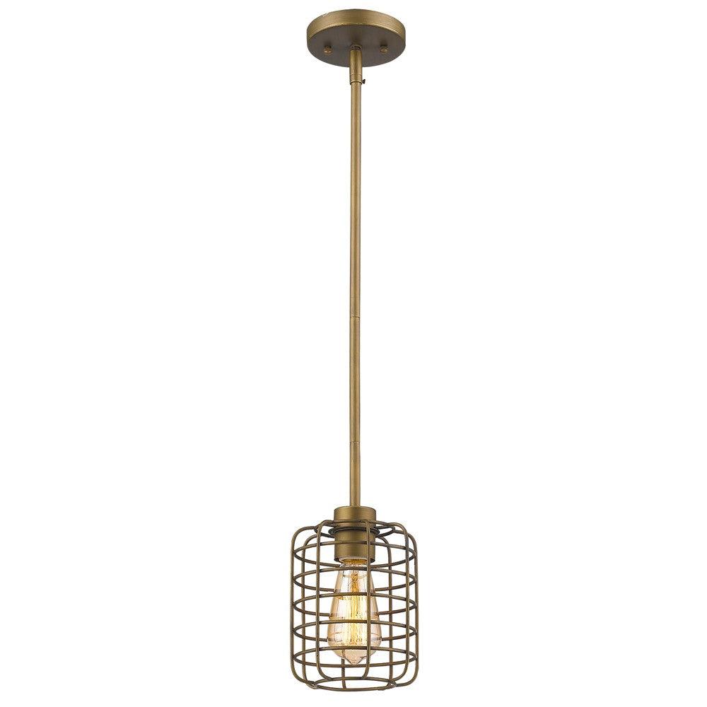 Brushed Gold Metal Cage Hanging Light - AFS