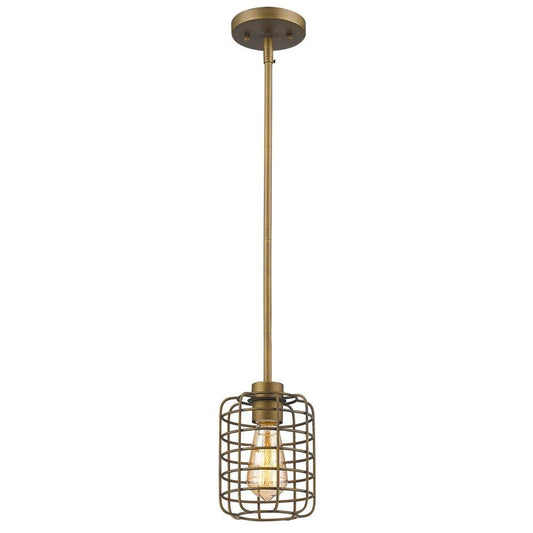 Brushed Gold Metal Cage Hanging Light - AFS