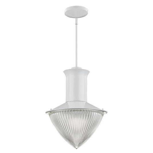 Skylar 1-Light White Pendant With Halophane Glass Shade - AFS