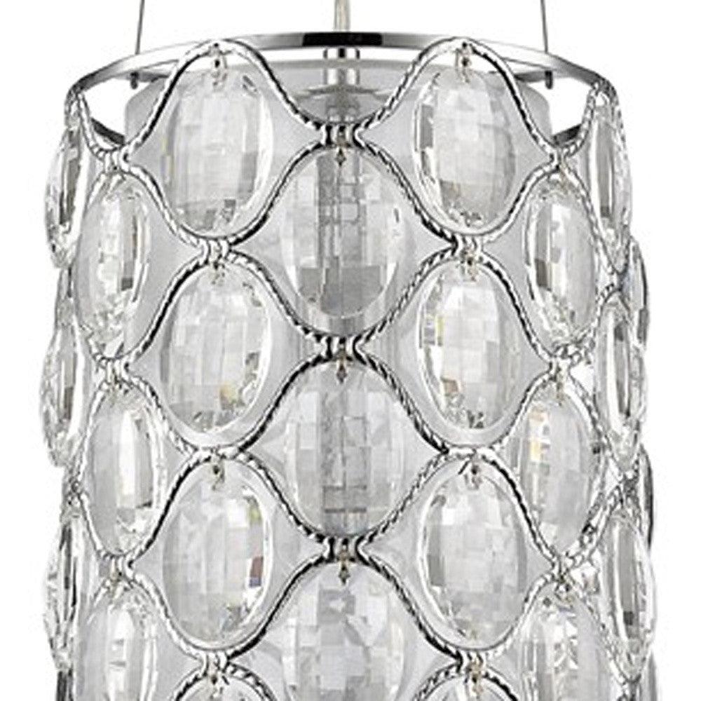 Isabella 1-Light Polished Nickel Drum Pendant With Crystal Accents - AFS