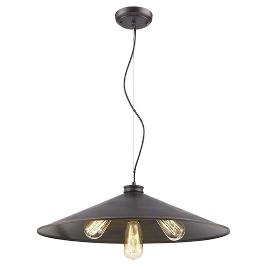 Alcove 4-Light Oil-Rubbed Bronze Pendant With Raw Brass Interior Shade - AFS