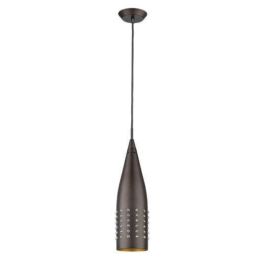 Narrow Bronze Hanging Light with Glass Studs - AFS