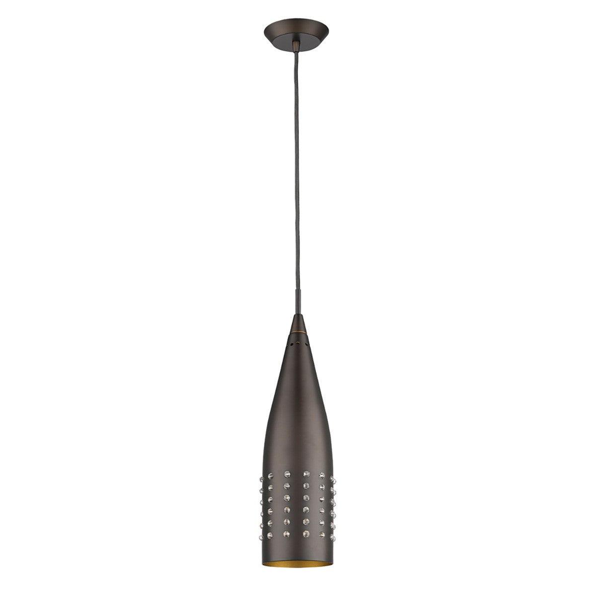 Narrow Bronze Hanging Light with Glass Studs - AFS