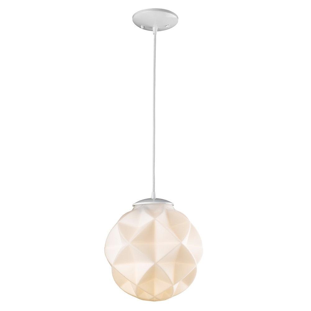 Nova 1-Light White Mini Pendant With Geometric Globe Shade - AFS