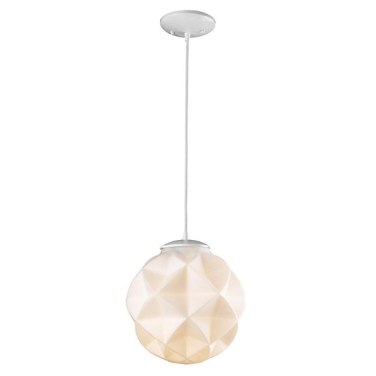 Nova 1-Light White Mini Pendant With Geometric Globe Shade - AFS