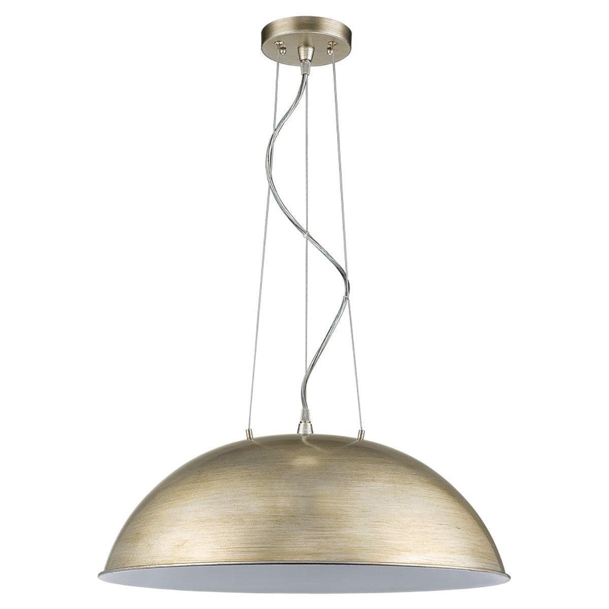 Layla 1-Light Washed Gold Bowl Pendant With Gloss White Interior Shade - AFS