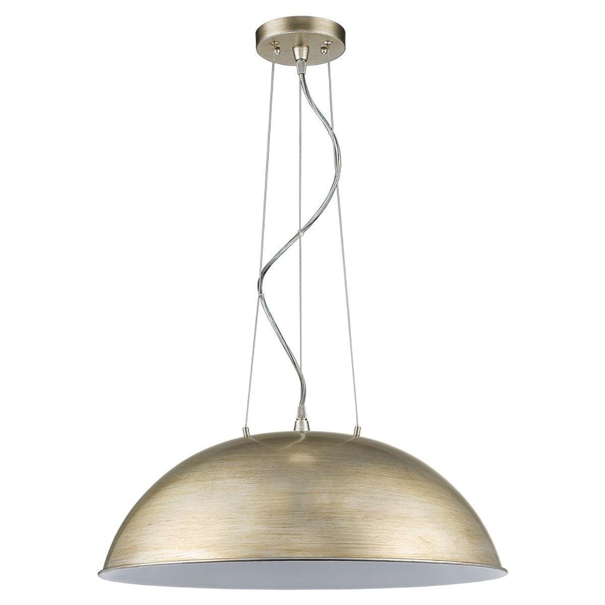 Layla 1-Light Washed Gold Bowl Pendant With Gloss White Interior Shade - AFS