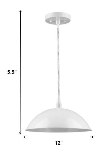 White Metal Hanging Light with Dome Shade - AFS