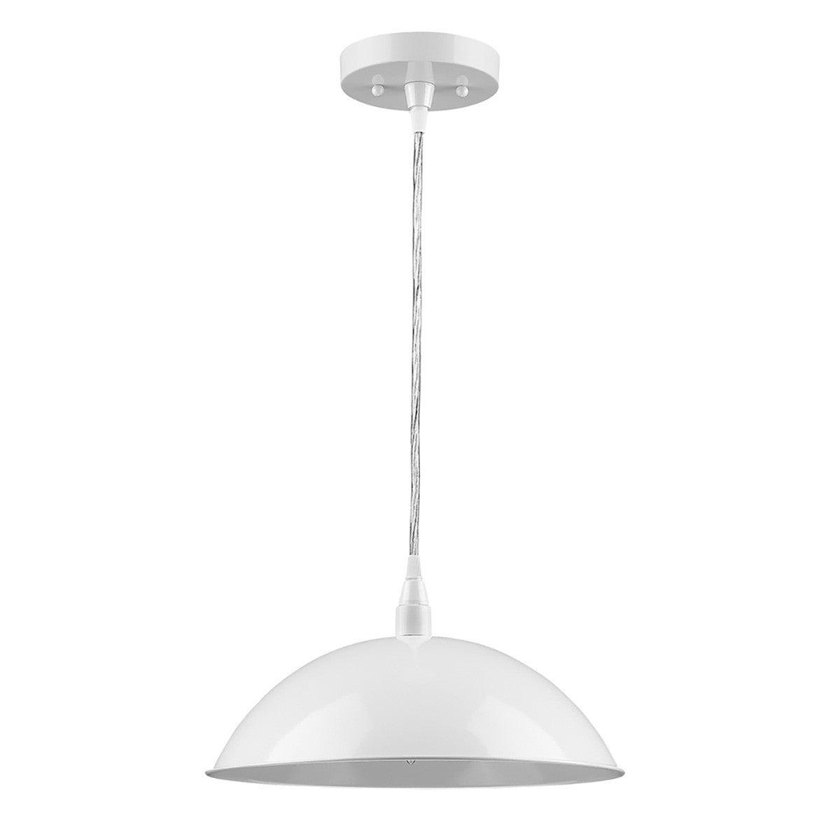 White Metal Hanging Light with Dome Shade - AFS