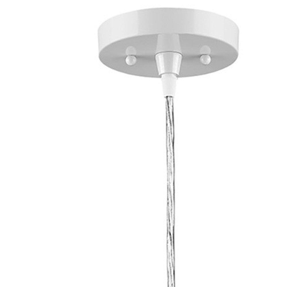 White Metal Hanging Light with Dome Shade - AFS