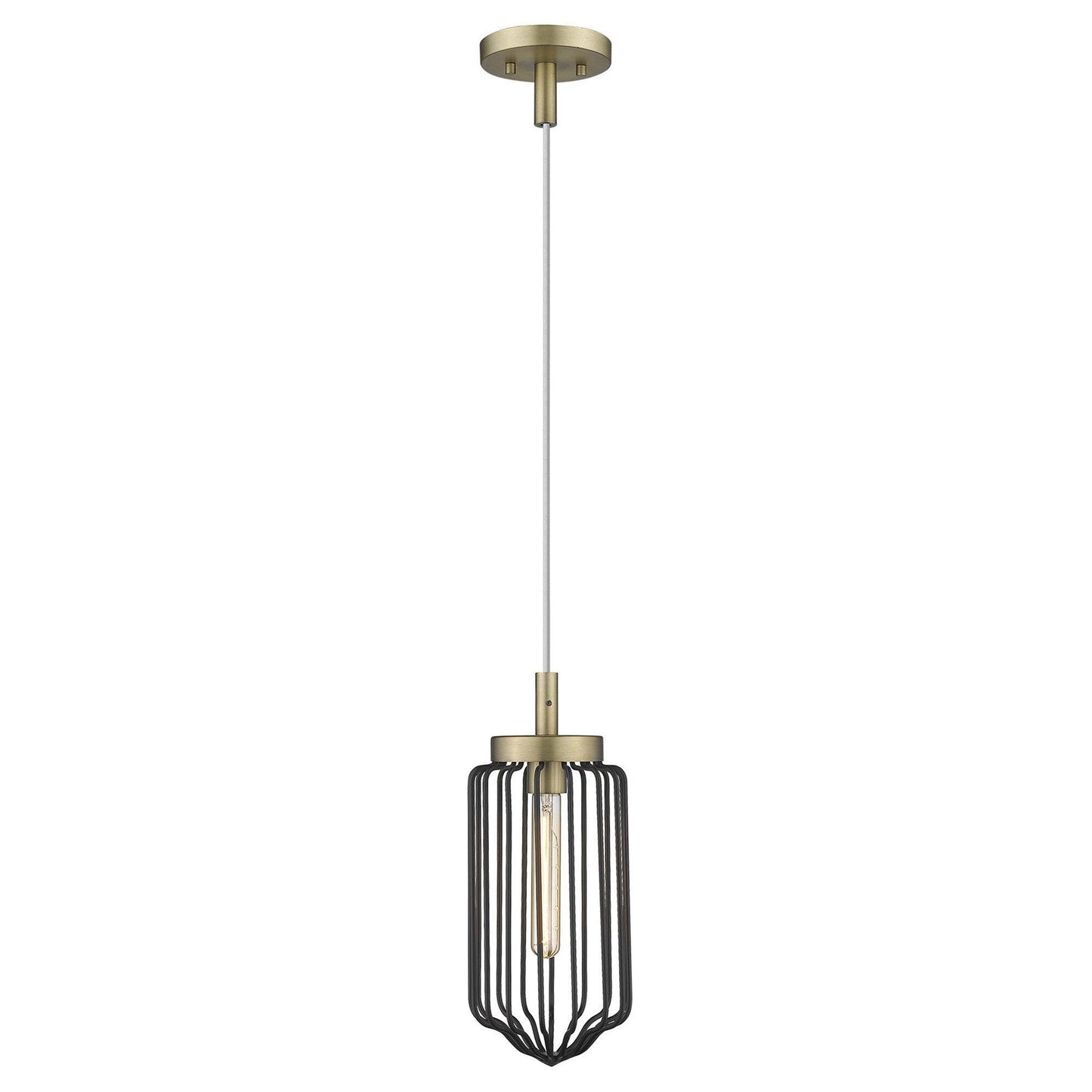 Gold and Black Metal Cage Pendant Hanging Light - AFS