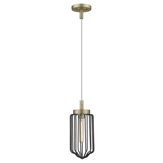 Gold and Black Metal Cage Pendant Hanging Light - AFS