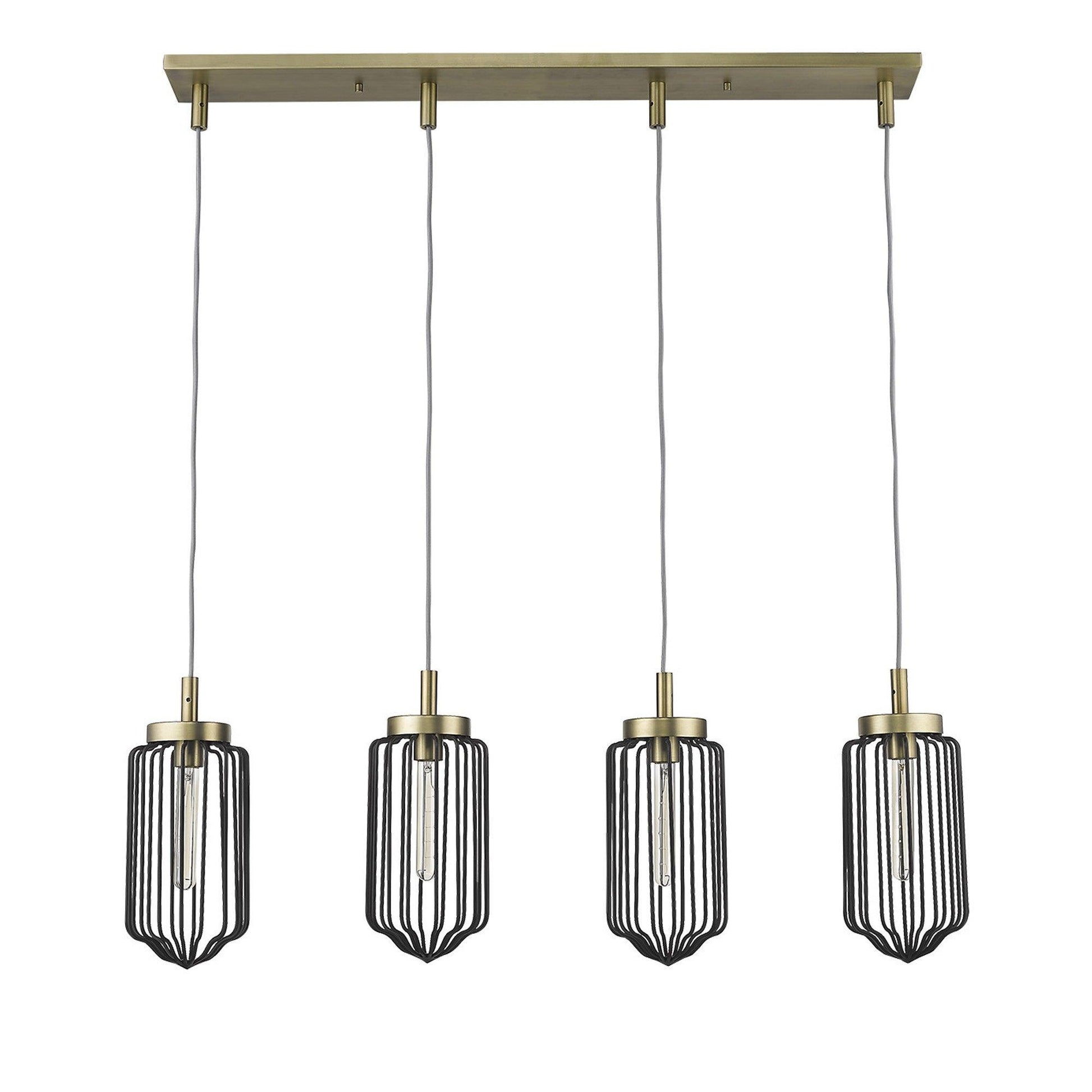 Reece 4-Light Aged Brass Island Pendant - AFS