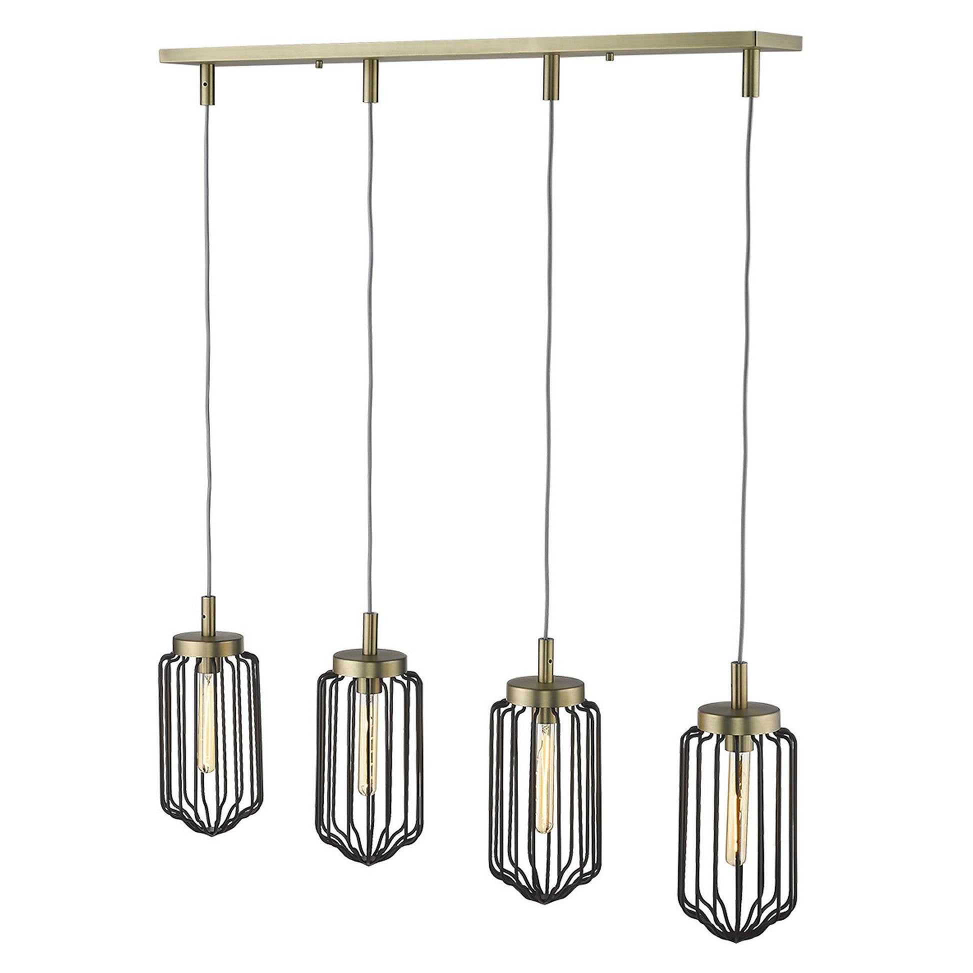 Reece 4-Light Aged Brass Island Pendant - AFS