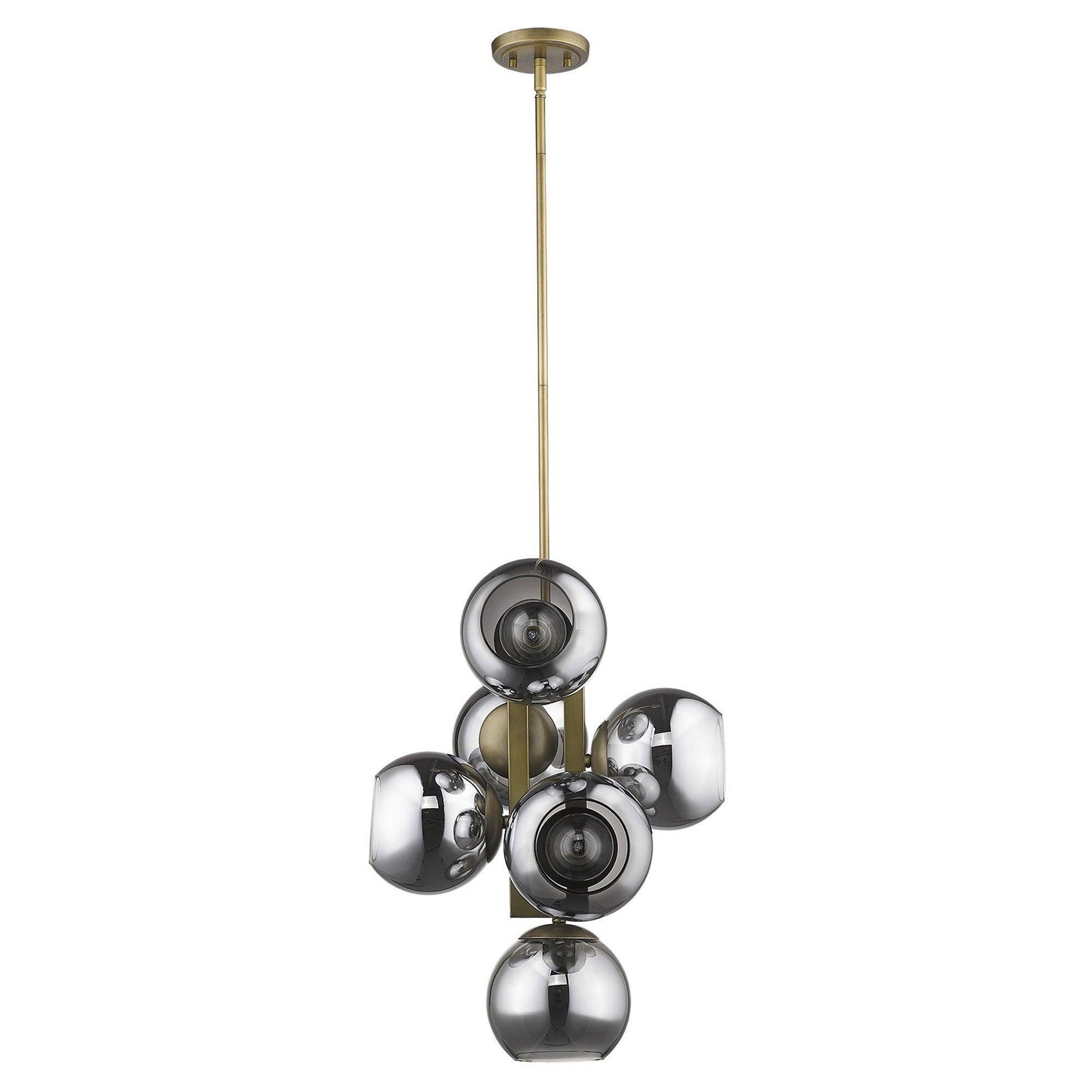 Lunette 6-Light Aged Brass Pendant - AFS