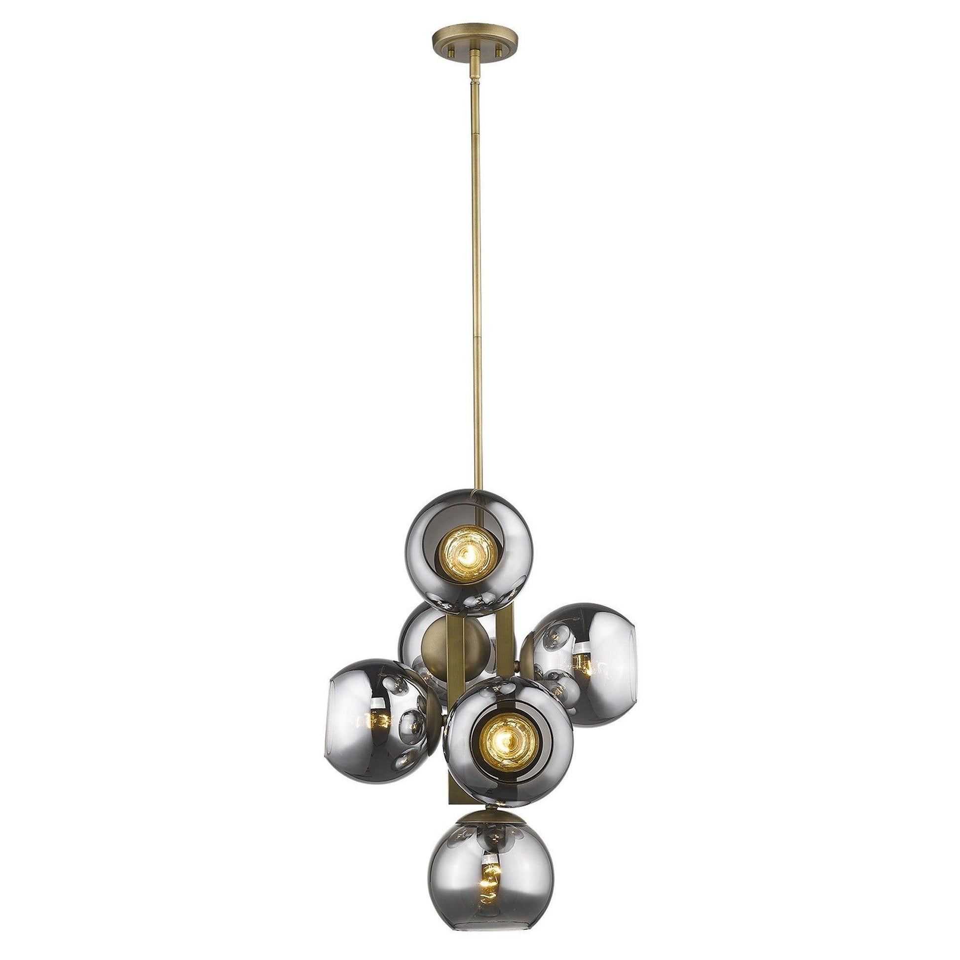 Lunette 6-Light Aged Brass Pendant - AFS