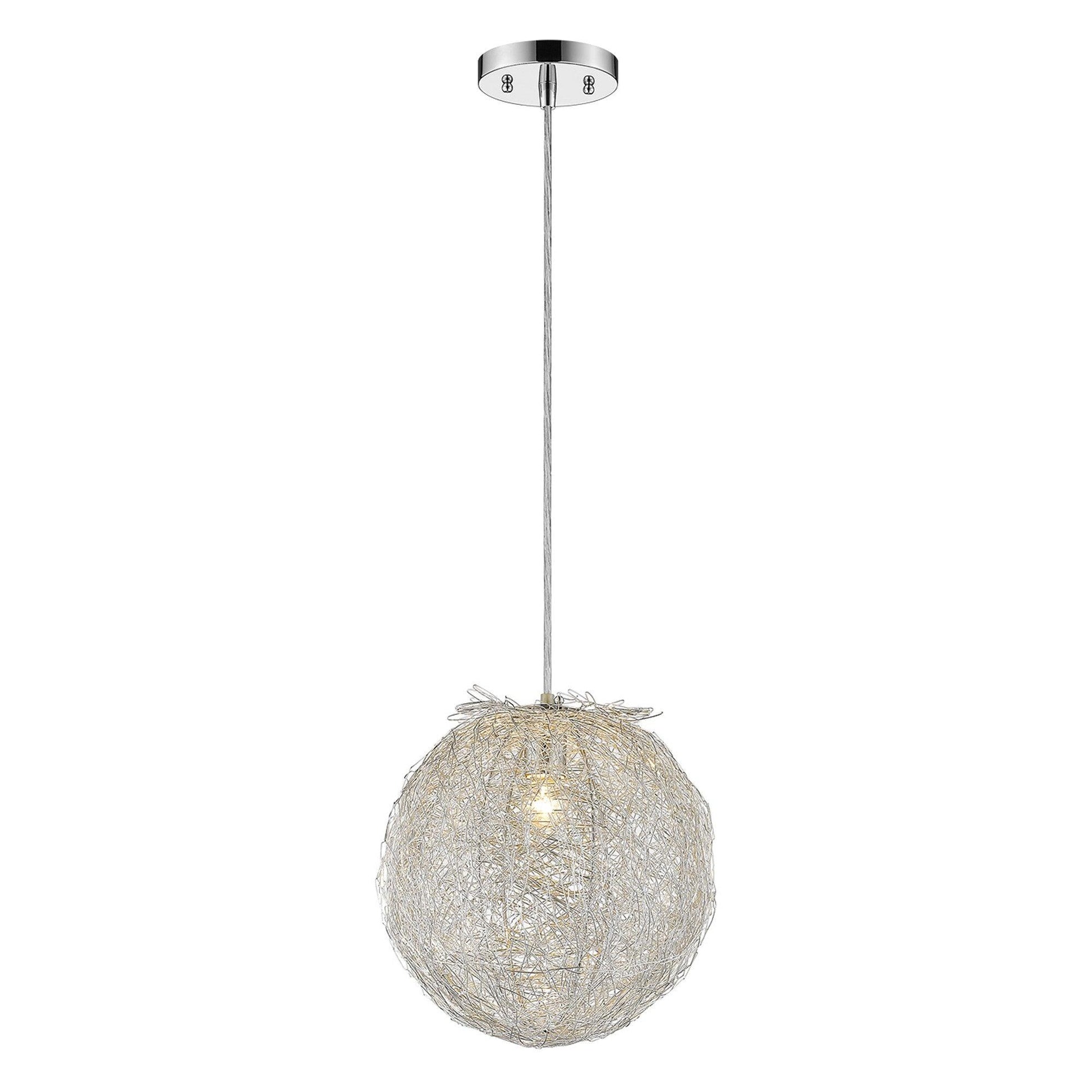 Contemporary Silver Globe Pendant Hanging Light - AFS