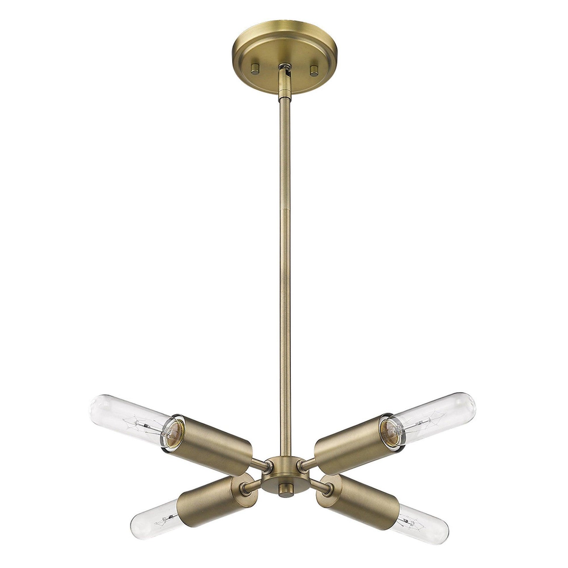 Four Light Dull Gold Hanging Chandelier - AFS