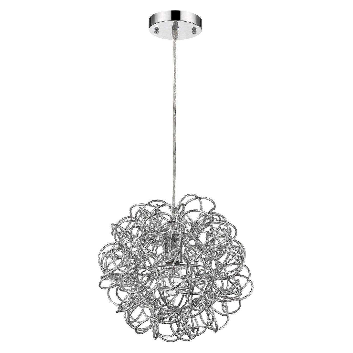 Mingle 1-Light Polished Chrome Pendant With Faceted Chrome Aluminum Wire Shade - AFS