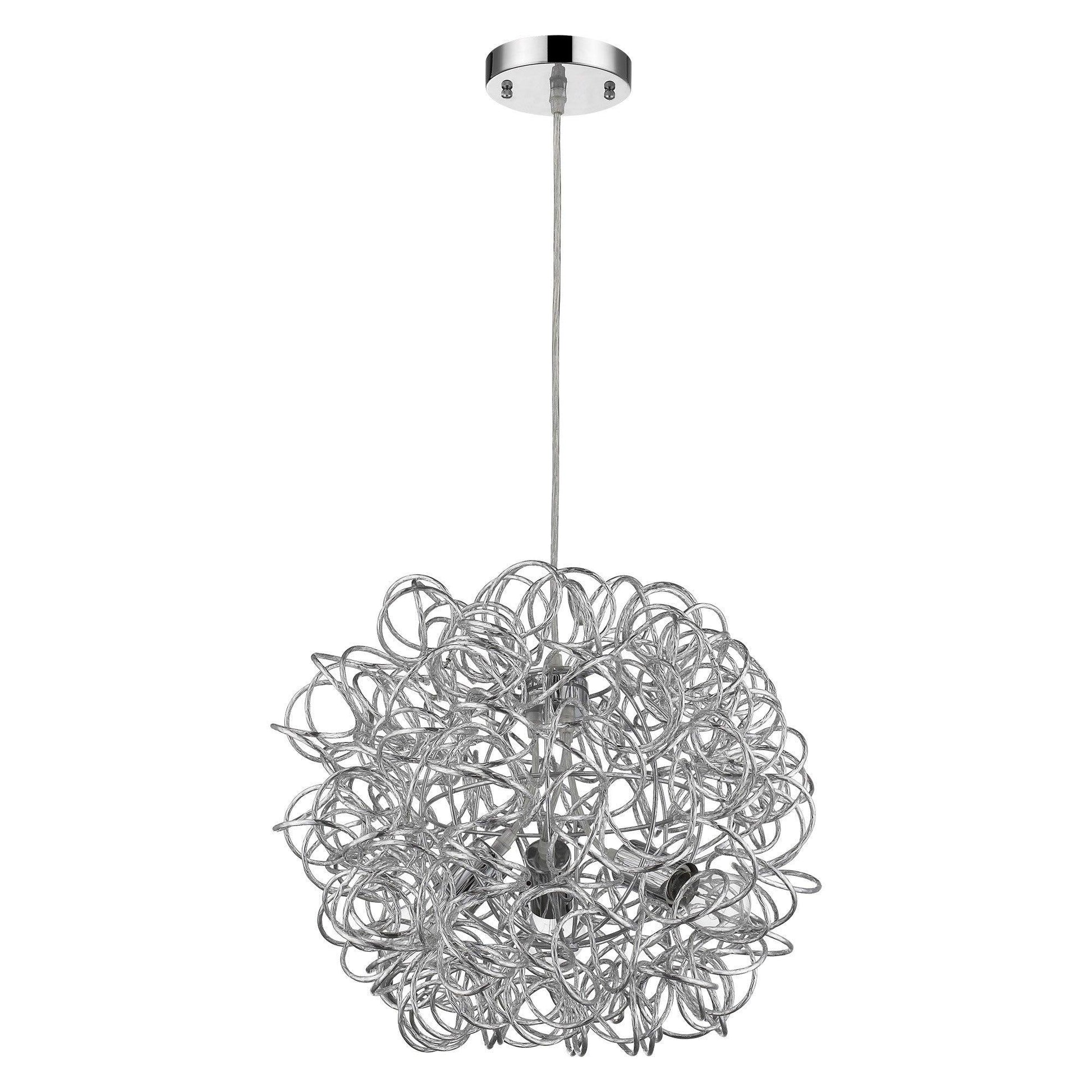 Mingle 3-Light Polished Chrome Pendant With Faceted Chrome Aluminum Wire Shade - AFS