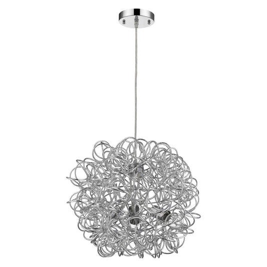 Mingle 3-Light Polished Chrome Pendant With Faceted Chrome Aluminum Wire Shade - AFS