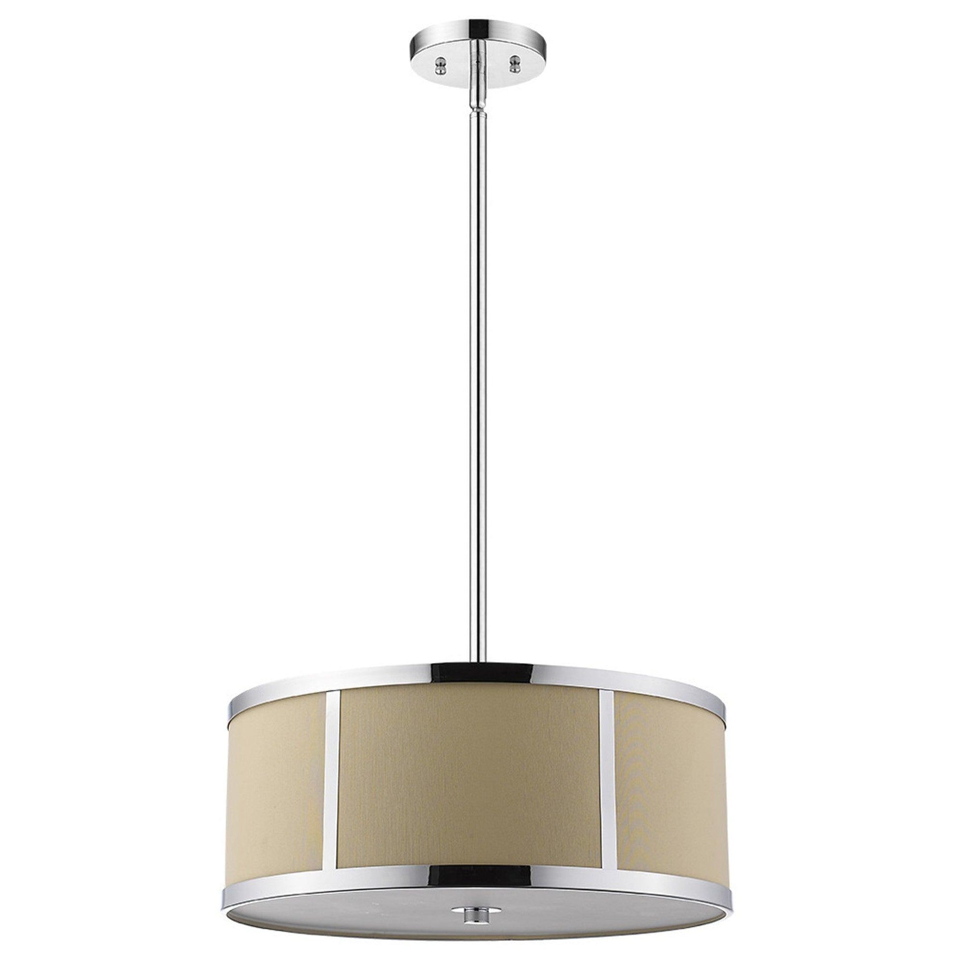 Butler 2-Light Polished Chrome Pendant With Coarse Cream Linen Shade And Opal Acrylic Diffuser - AFS