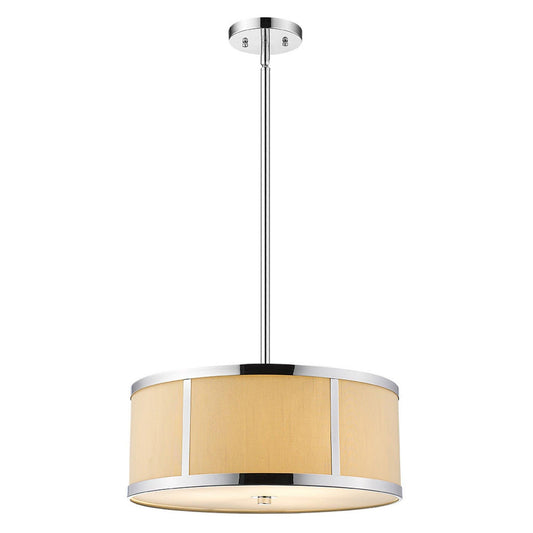 Butler 2-Light Polished Chrome Pendant With Coarse Cream Linen Shade And Opal Acrylic Diffuser - AFS