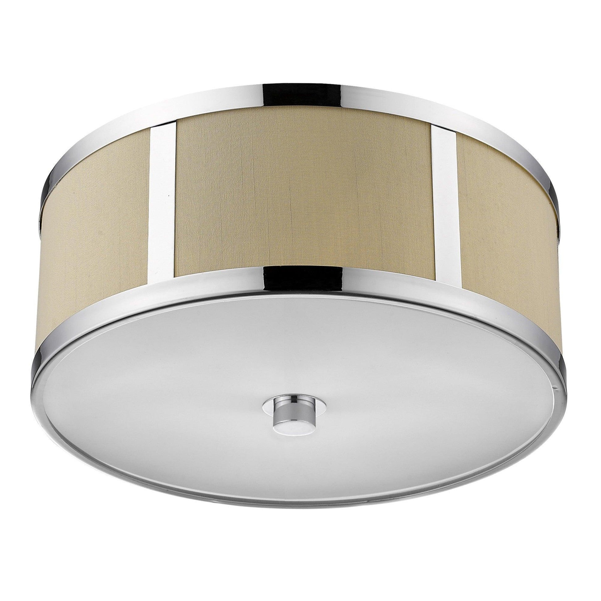 Butler 2-Light Polished Chrome Pendant With Coarse Cream Linen Shade And Opal Acrylic Diffuser - AFS