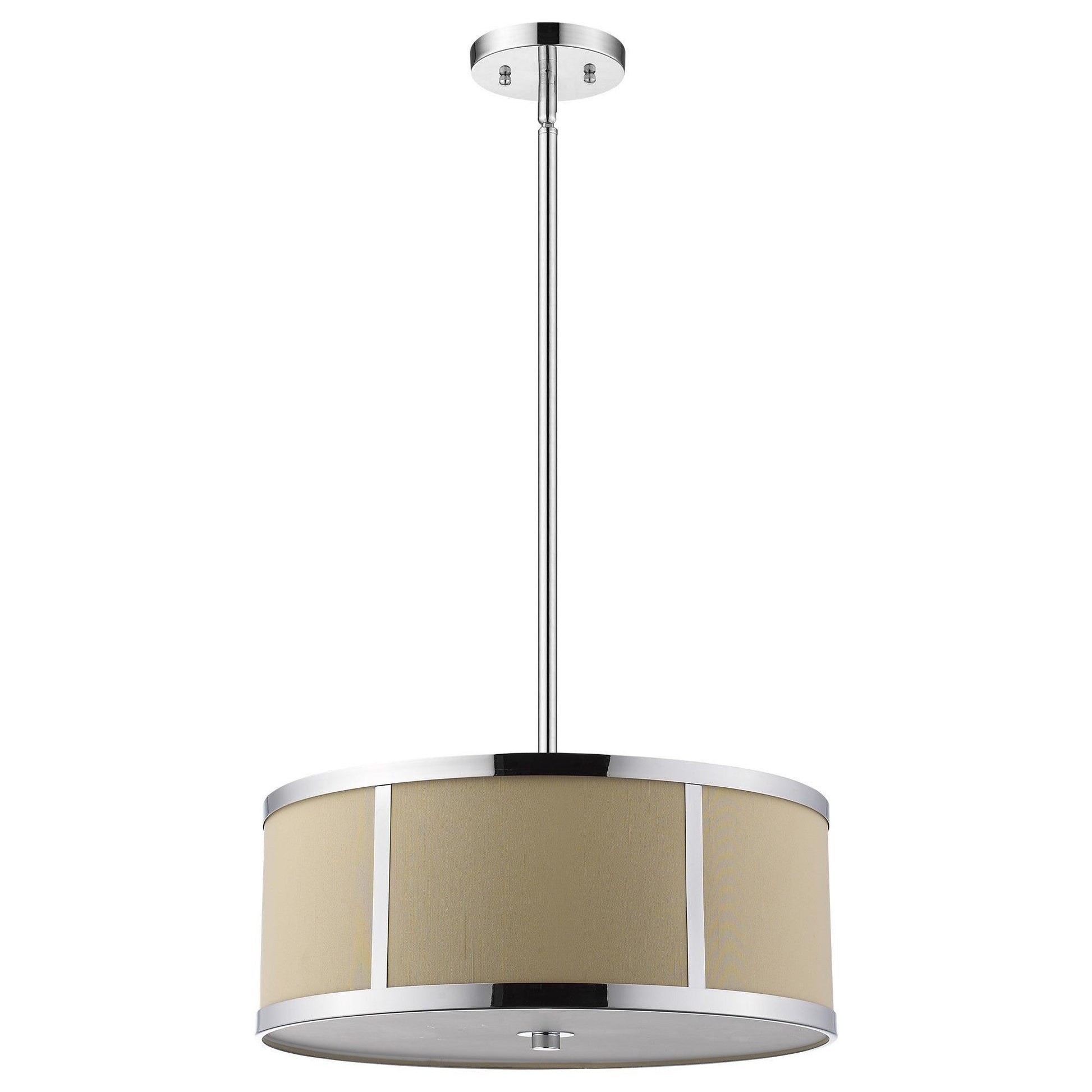 Butler 3-Light Polished Chrome Pendant With Coarse Cream Linen Shade And Opal Acrylic Diffuser - AFS