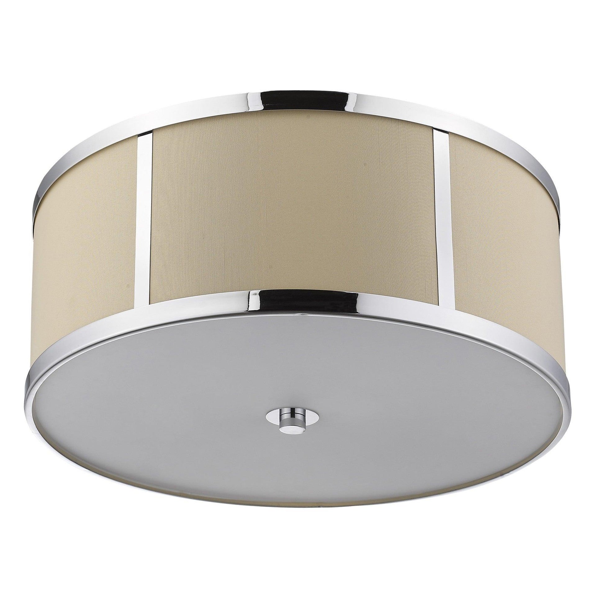 Butler 3-Light Polished Chrome Pendant With Coarse Cream Linen Shade And Opal Acrylic Diffuser - AFS