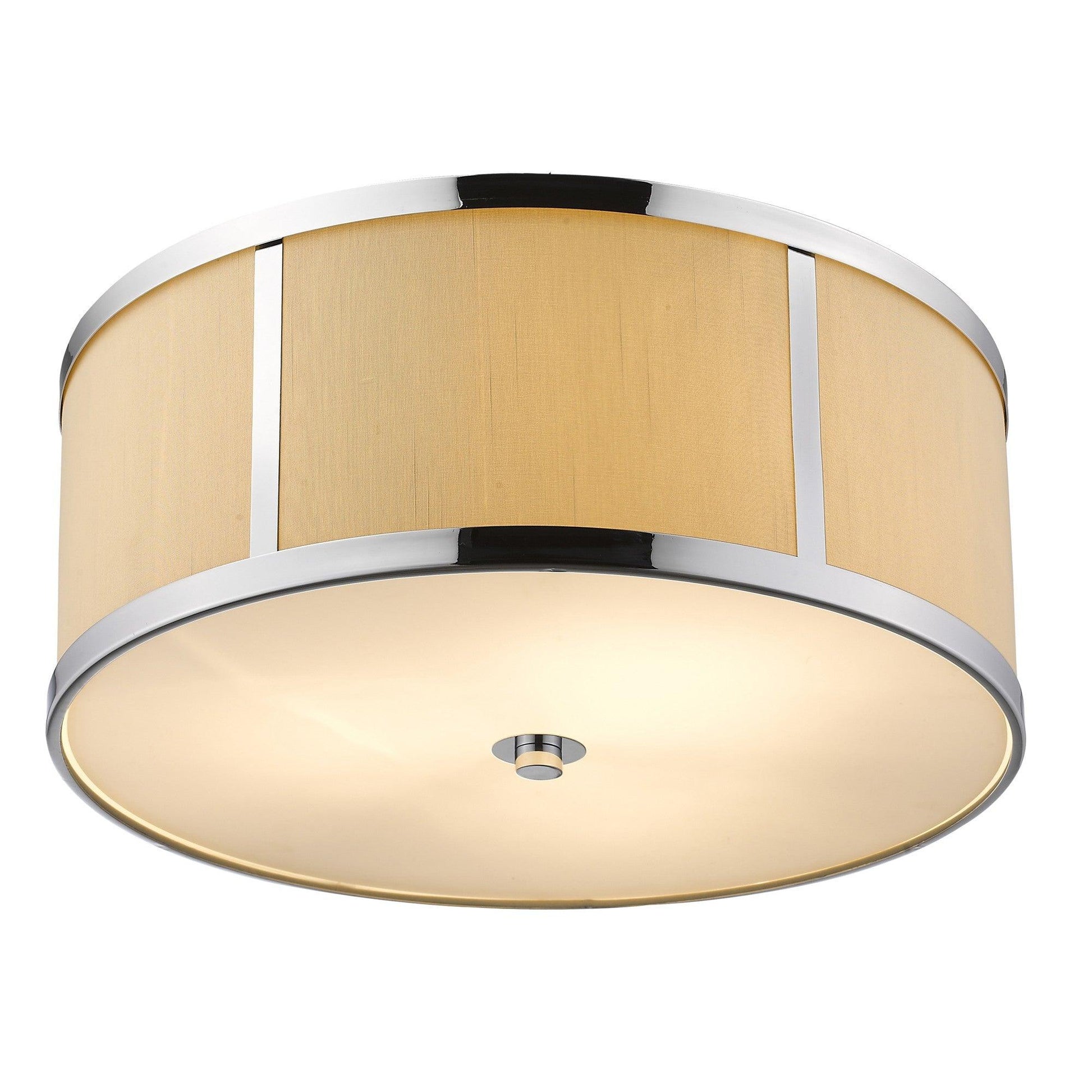 Butler 3-Light Polished Chrome Pendant With Coarse Cream Linen Shade And Opal Acrylic Diffuser - AFS