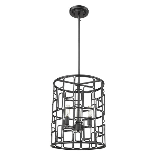 Amoret 3-Light Matte Black Convertible Pendant - AFS