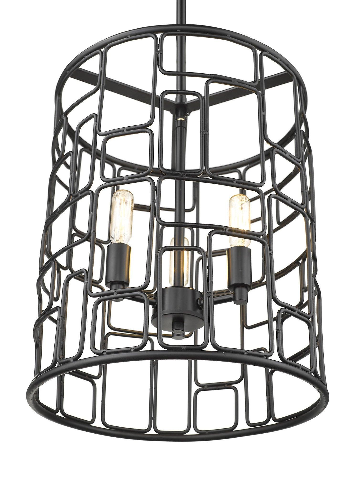 Amoret 3-Light Matte Black Convertible Pendant - AFS