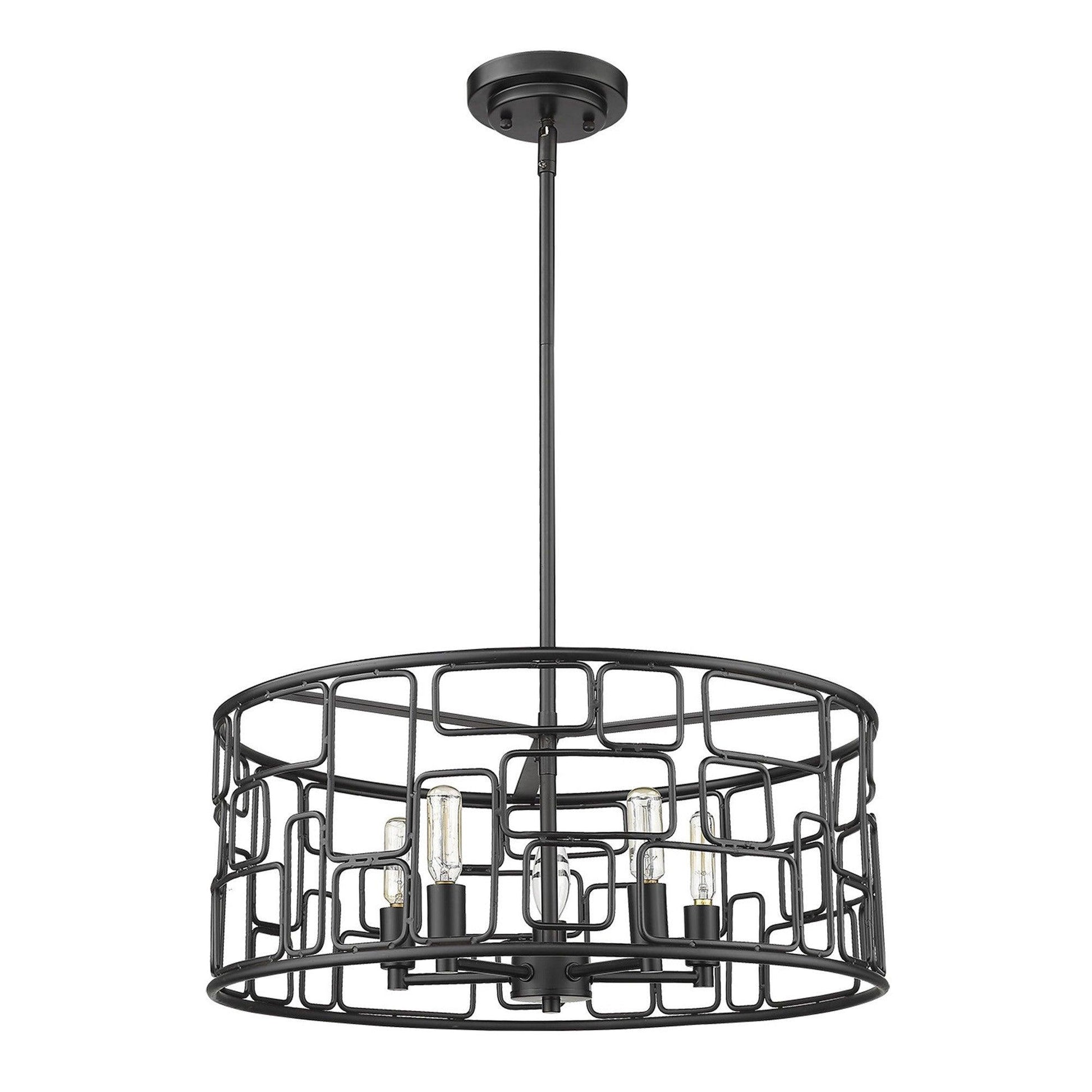 Amoret 5-Light Matte Black Convertible Pendant - AFS