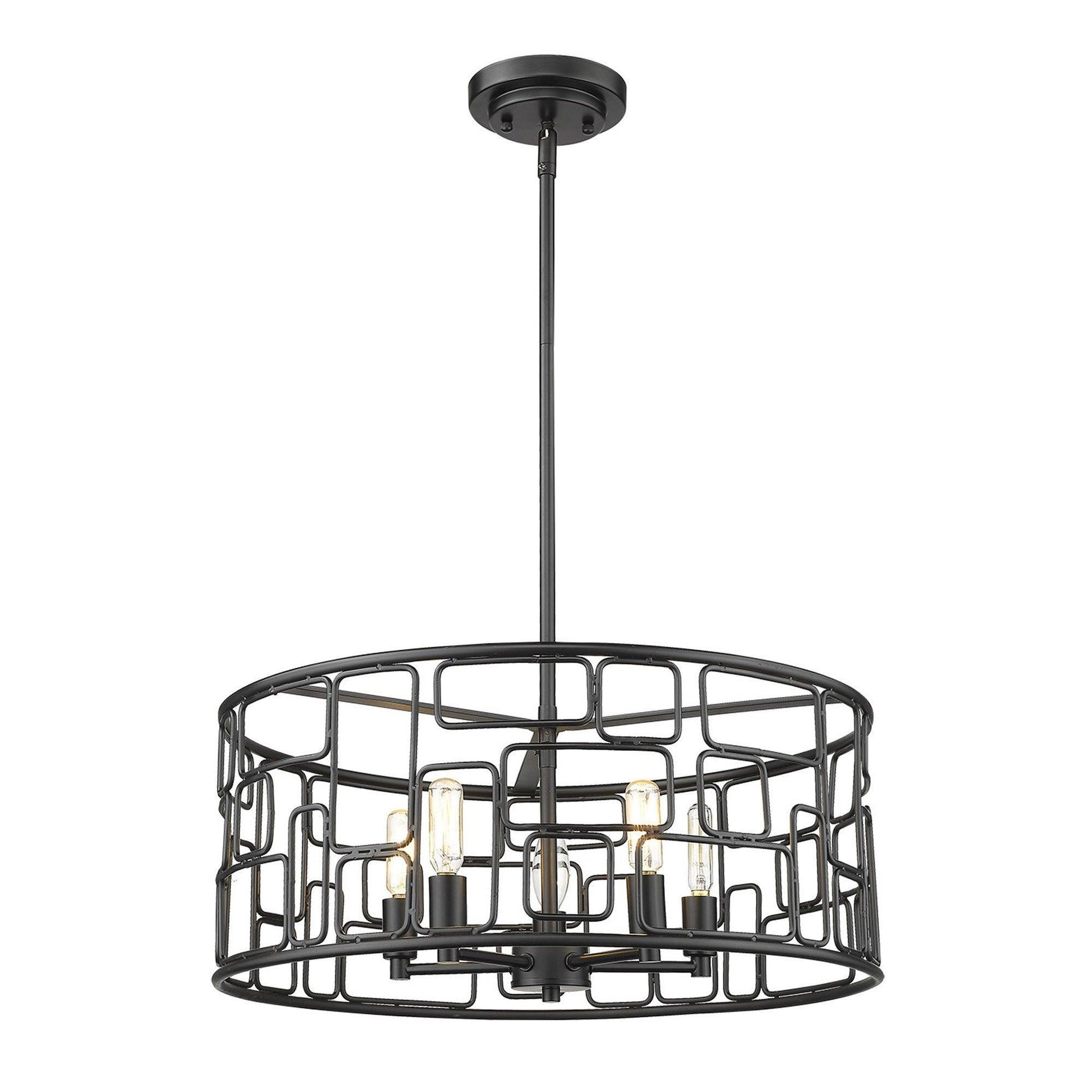 Amoret 5-Light Matte Black Convertible Pendant - AFS