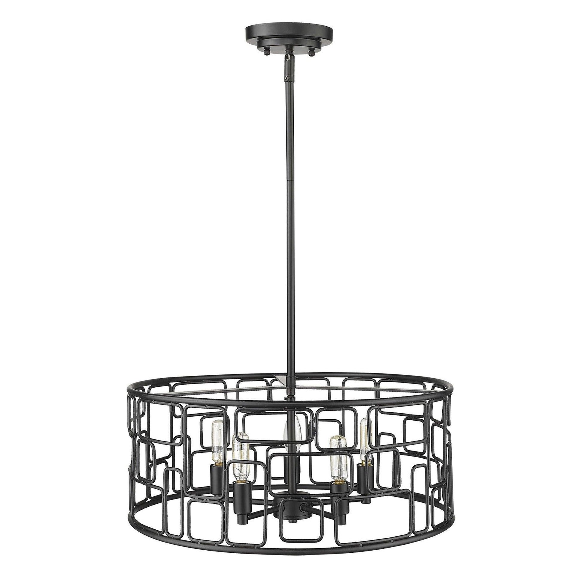 Amoret 5-Light Matte Black Convertible Pendant - AFS