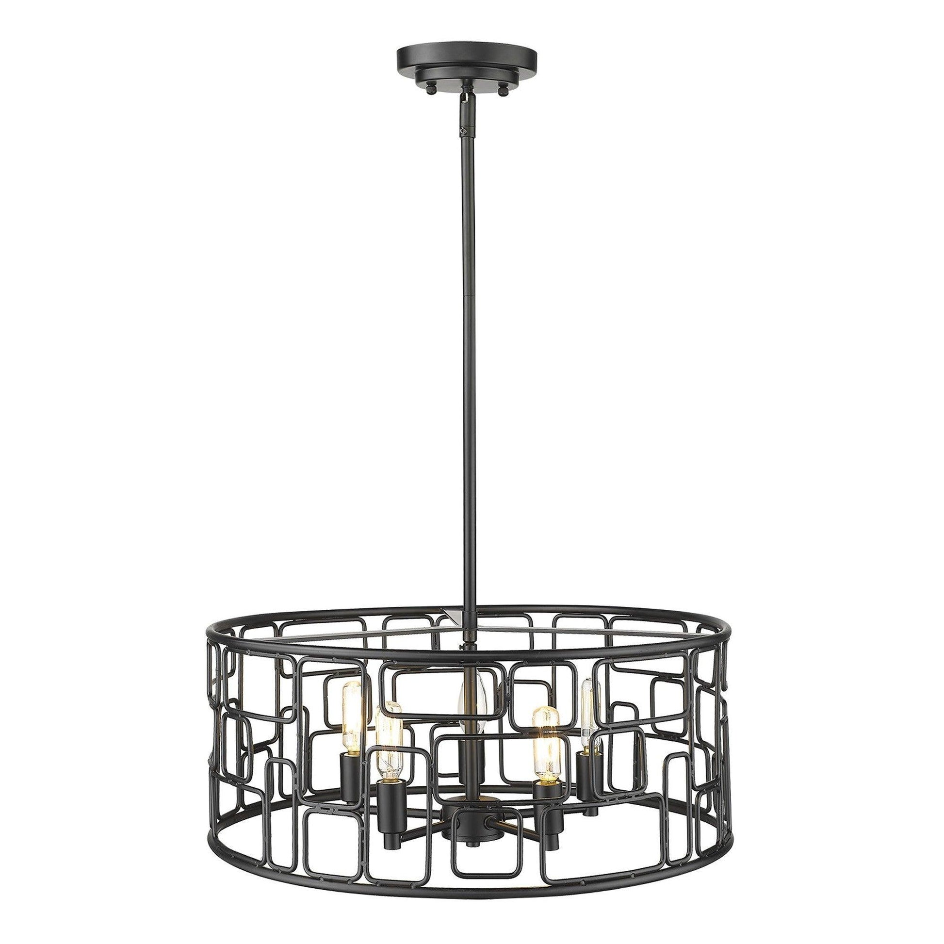 Amoret 5-Light Matte Black Convertible Pendant - AFS