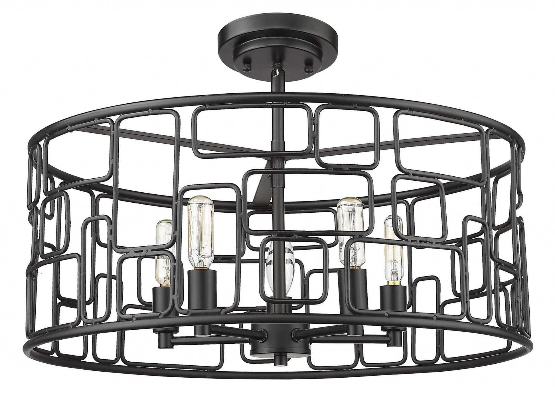 Amoret 5-Light Matte Black Convertible Pendant - AFS