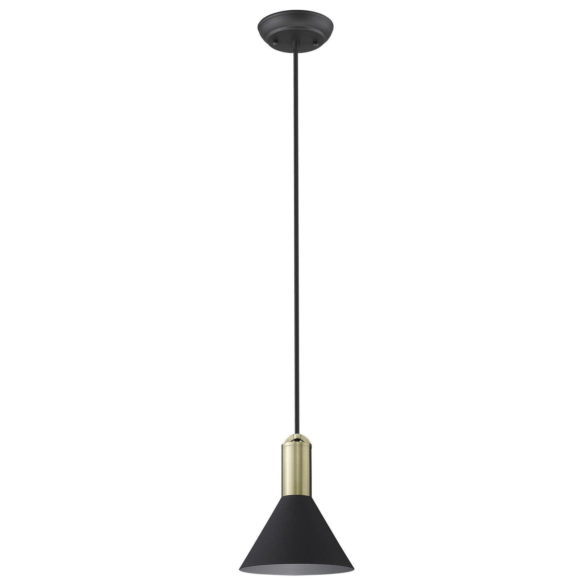 Matte Black and Gold Conical Pendant Hanging Light - AFS